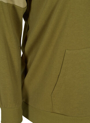 Hettegenser med en stor lomme foran, Olive Drab, Packshot image number 3