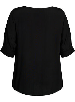 Bluse i viskoe med knapper, Black, Packshot image number 1