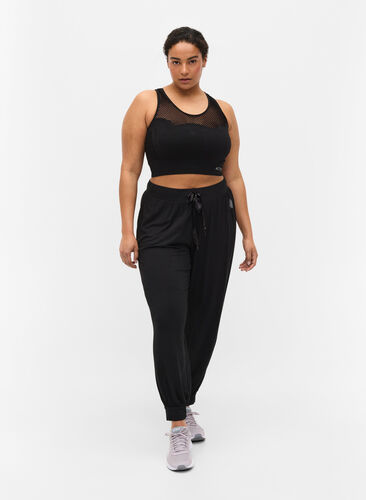 Løse treningsbukser i viskose, Black, Model image number 2