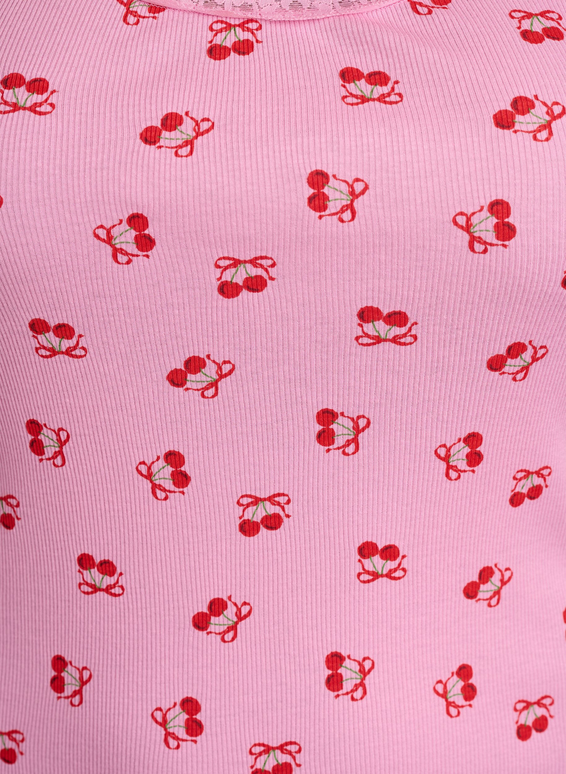 Zizzi Topp med trykk og blondekant, Rosa, Packshot image number 2