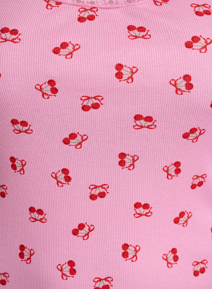 Topp med trykk og blondekant, Rosa, Packshot image number 2