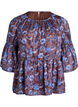Bluse med blomster og volangermer, Brun, Packshot image number 0