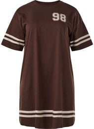 Short t-shirt dress with sporty details, Brown