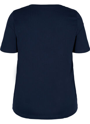 T-skjorte i organisk bomull med V-hals, Navy Blazer, Packshot image number 1