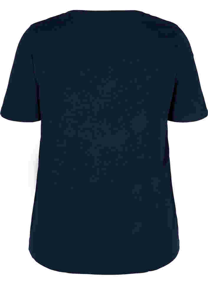 T-skjorte i organisk bomull med V-hals, Navy Blazer, Packshot image number 1