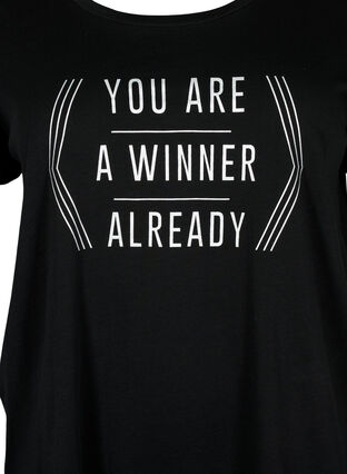T-skjorte til trening med trykk, Black w. Winner, Packshot image number 2