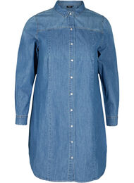 Lang denimskjorte i bomull, Blue denim