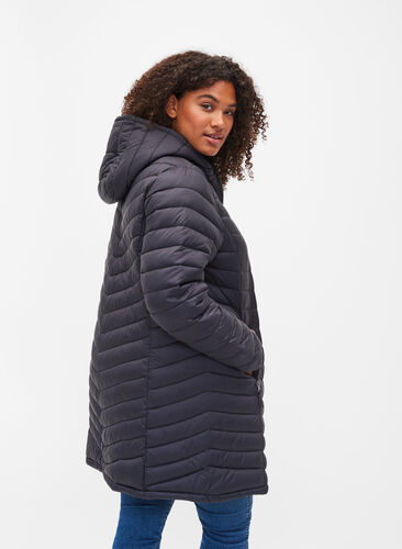 Lettvektsjakke med avtagbar hette og lommer, Black, Model image number 1