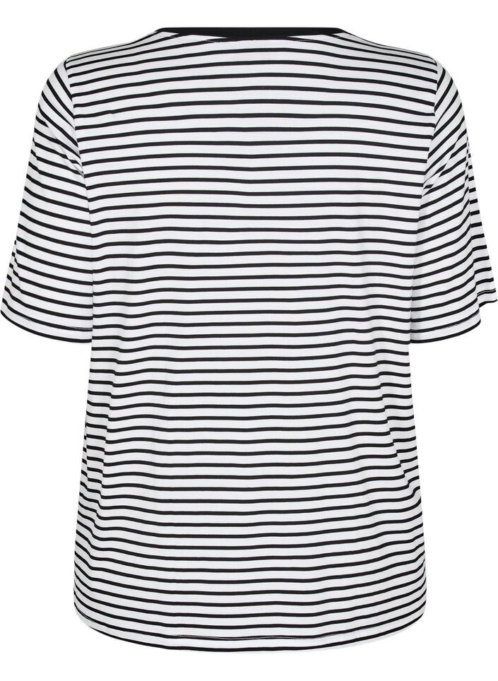 T-skjorte med TENCEL&trade; Lyocell og striper, Hvit, Packshot image number 1
