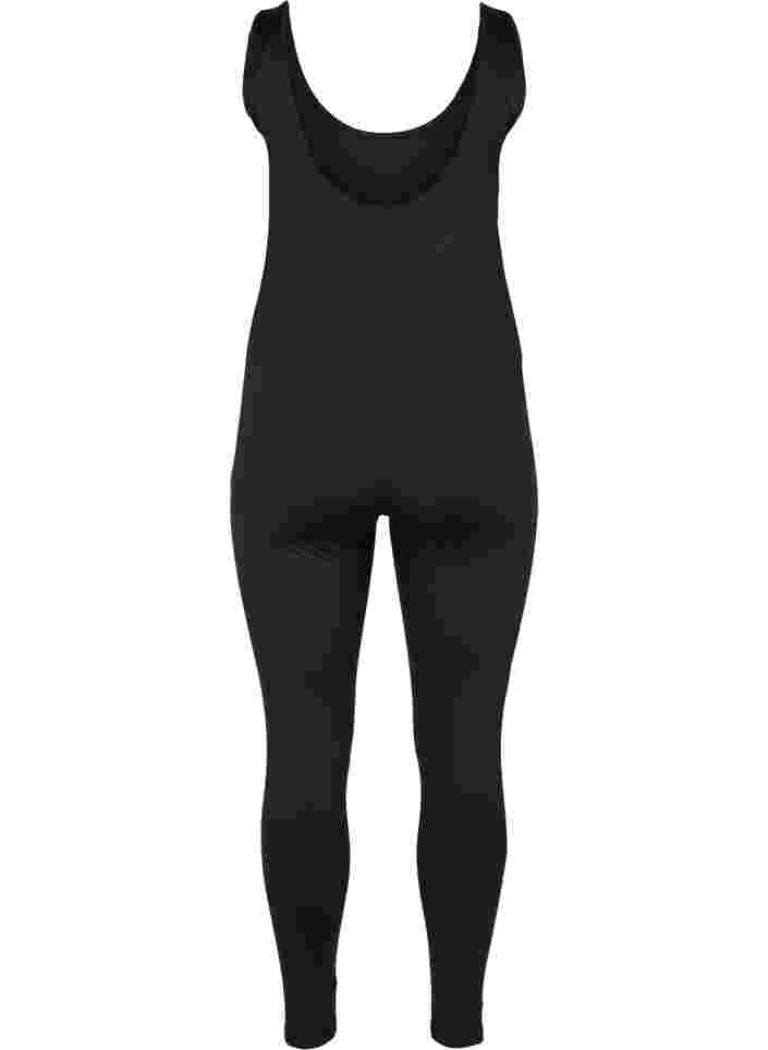 Tettsittende jumpsuit til trening, Black, Packshot image number 1