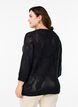 Strikket bluse med åpent mønster og 3/4-ermer, Black, Model image number 1