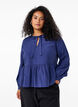 Bluse med sløyfe og lange ermer, Blå, Model image number 0