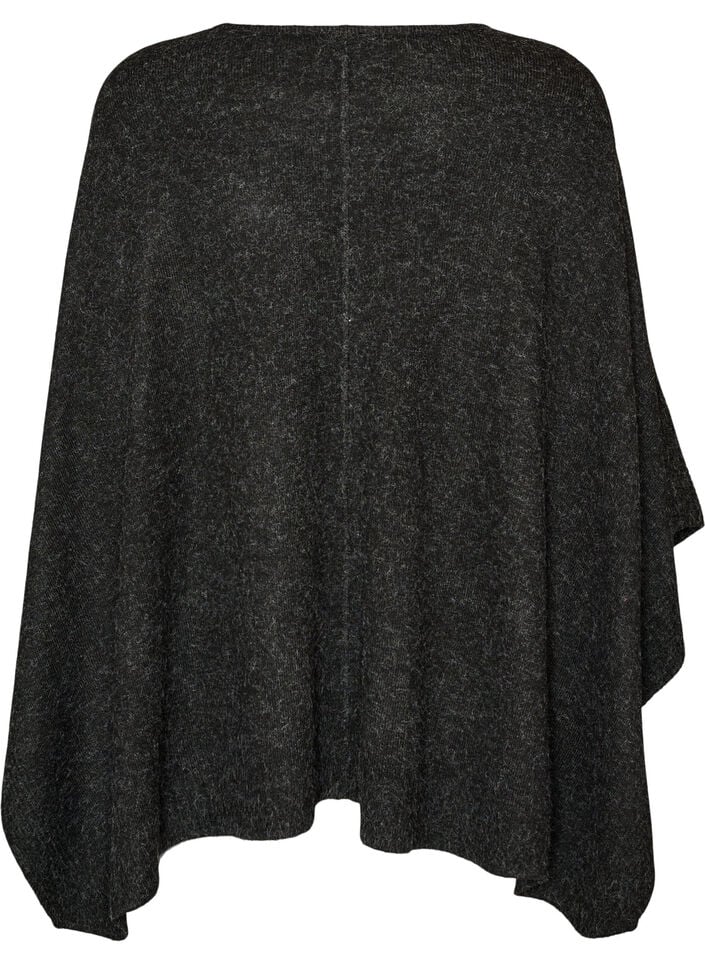 Rund hals strikket poncho, Gr&aring;, Packshot image number 1