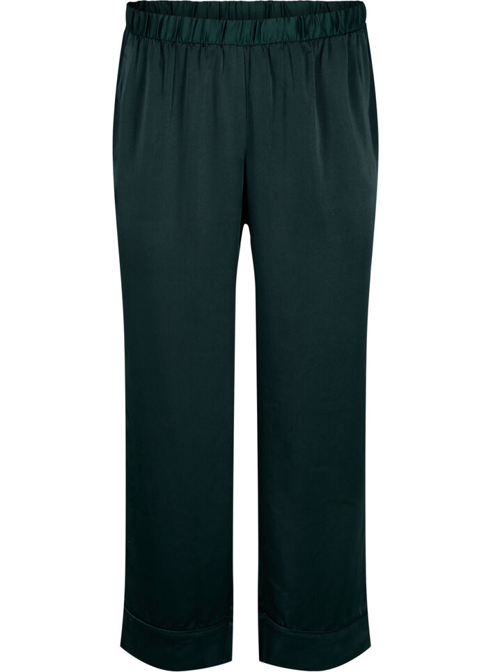 Pyjamasbukse i sateng med elastisk linning, Scarab, Packshot image number 0