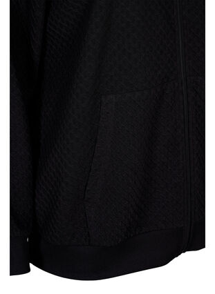 Strukturert treningscardigan med glidelås, Black, Packshot image number 3