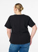 Kortermet bluse med figursydde innsnitt, Svart, Model image number 2