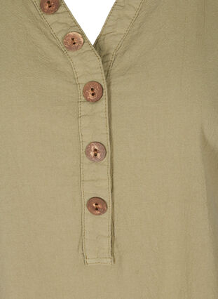 Ermeløs bomullstunika med knapper, Aloe, Packshot image number 2