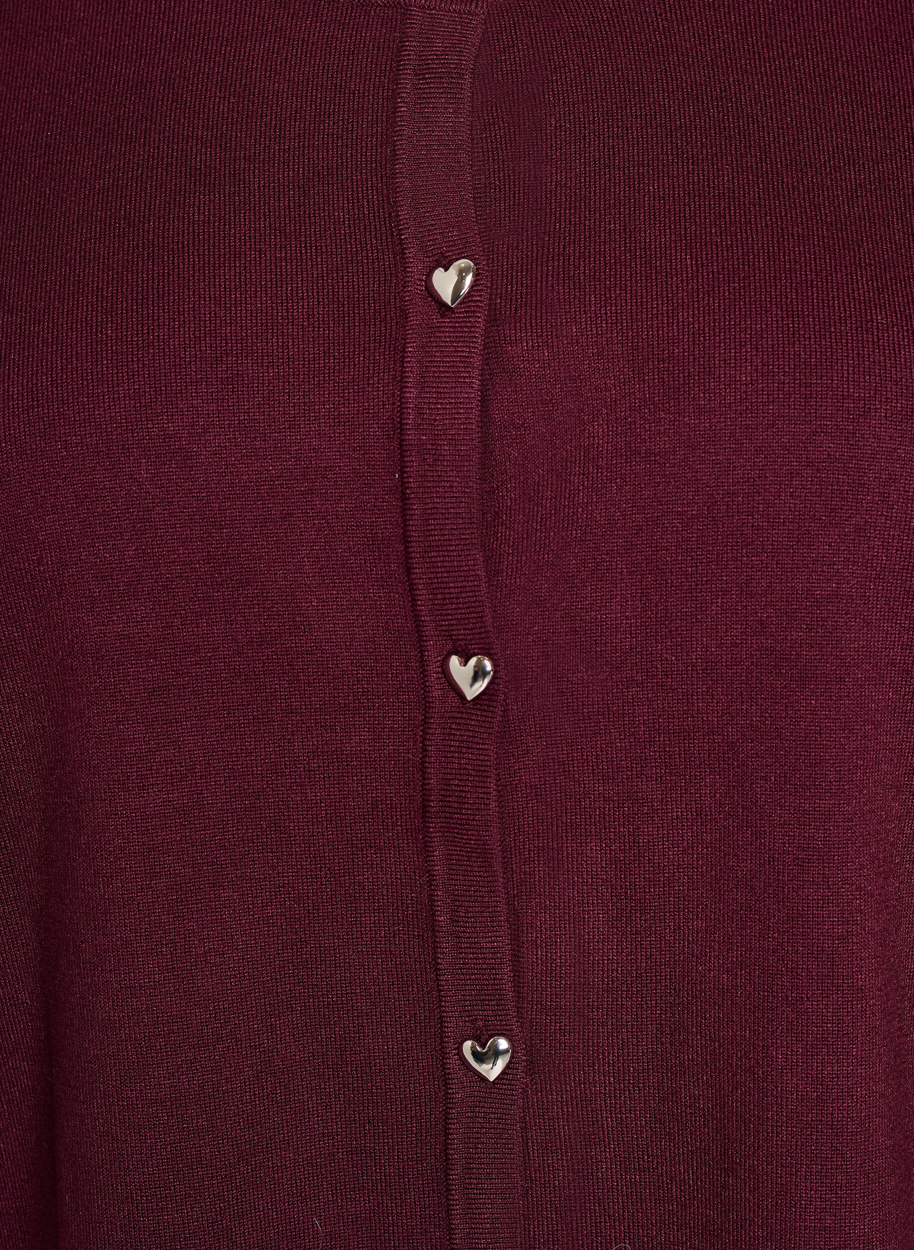 ZizziStrikket cardigan med hjerteknapper og korte ermer, R&oslash;d, Packshot image number 2
