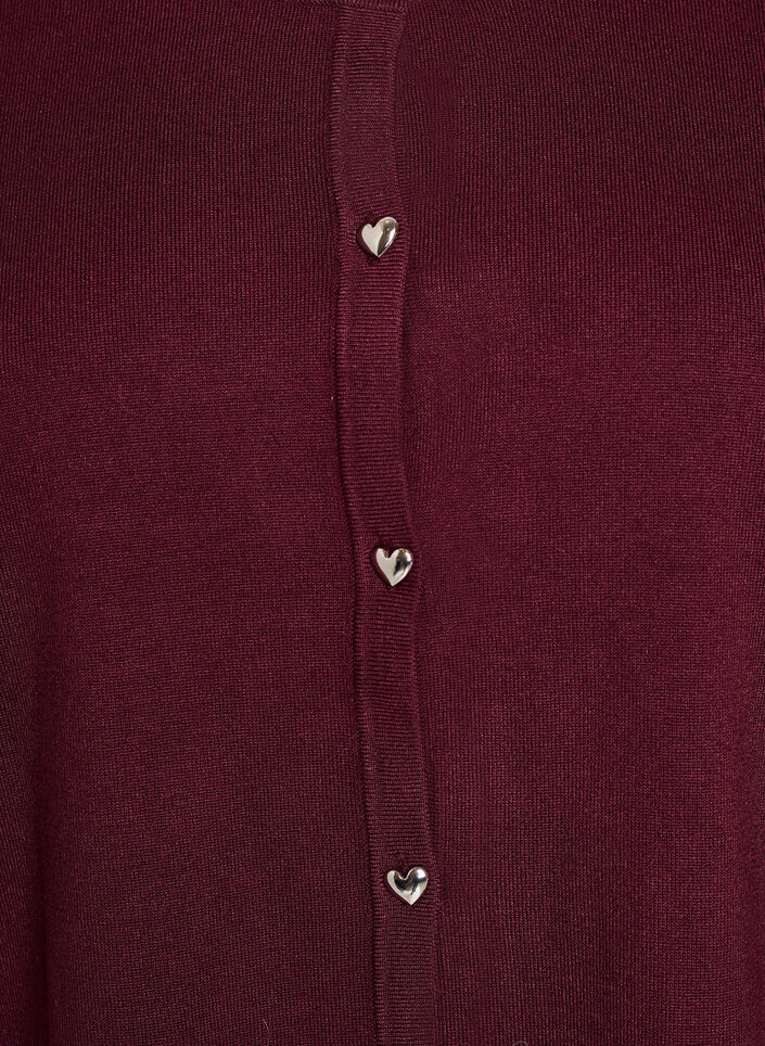 Strikket cardigan med hjerteknapper og korte ermer, R&oslash;d, Packshot image number 2