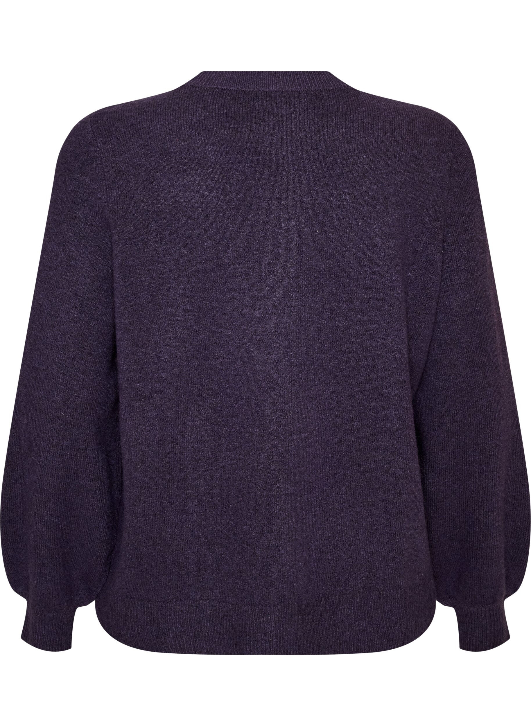 ZizziCardigan i myk strikk med gullfargede knapper, Lilla, Packshot image number 1