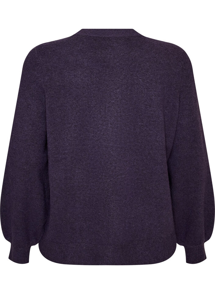 Cardigan i myk strikk med gullfargede knapper, Lilla, Packshot image number 1