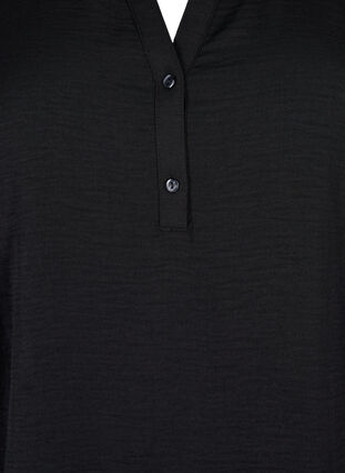 Langermet bluse med V-hals, Black, Packshot image number 2