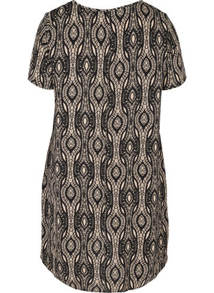Mønstrete kjole med korte ermer, Graphic AOP, Packshot image number 1