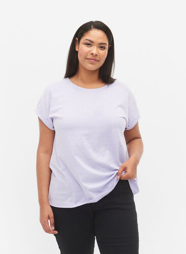 Melert T-skjorte med korte ermer, Lavender Mél, Model image number 0