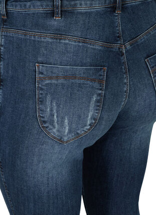 Amy jeans med høyt liv og slitte detaljer, Blue denim, Packshot image number 3