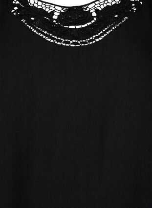 Bluse i viskose med heklede detaljer, Black, Packshot image number 2