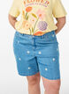 H&oslash;ymidjede denimshorts med blomsterbroderi, Bl&aring;, Model image number 3