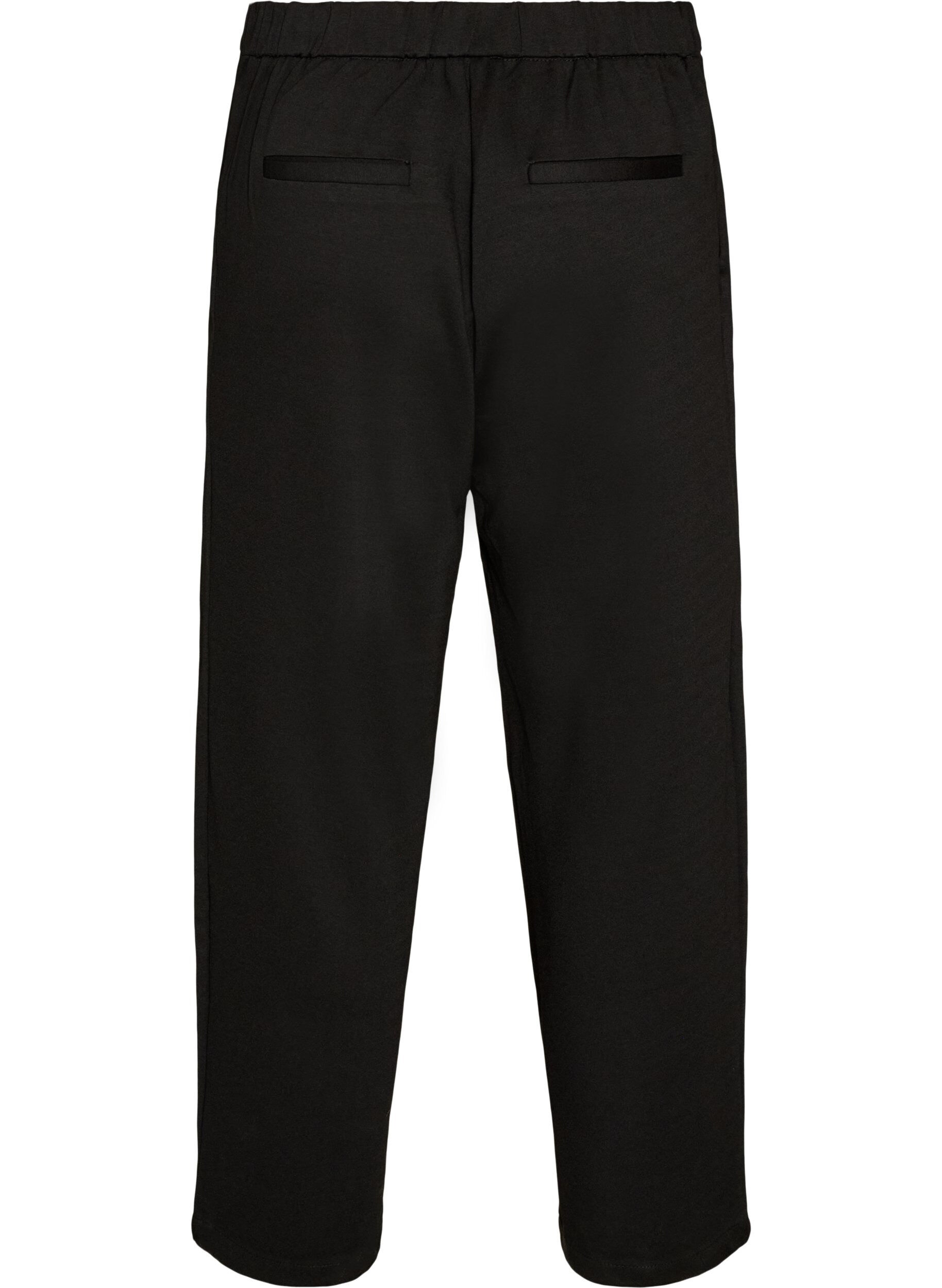 ZizziLoose fit jerseybukser med h&oslash;y midje, Svart, Packshot image number 1