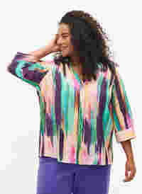 Mønstrete skjorte med 3/4-ermer, Purple AOP, Model