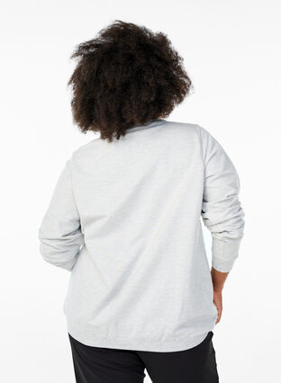 Zizzi Genser med kort glidelås og høy hals, Light Grey Melange, Model image number 1