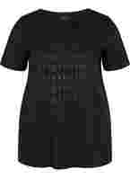 T-skjorte i bomull med ton-i-ton trykk, Black Originality