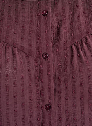 Zizzi Skjorte med teksturert prikkemønster og broderidetaljer, Mørk Bordeaux, Packshot image number 2