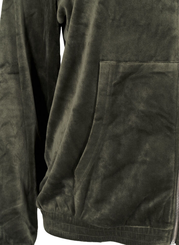 Velour cardigan med hette, Rosin, Packshot image number 3