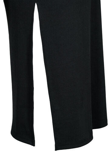 Kroppsnær kjole med splitt og lange ermer, Black, Packshot image number 3
