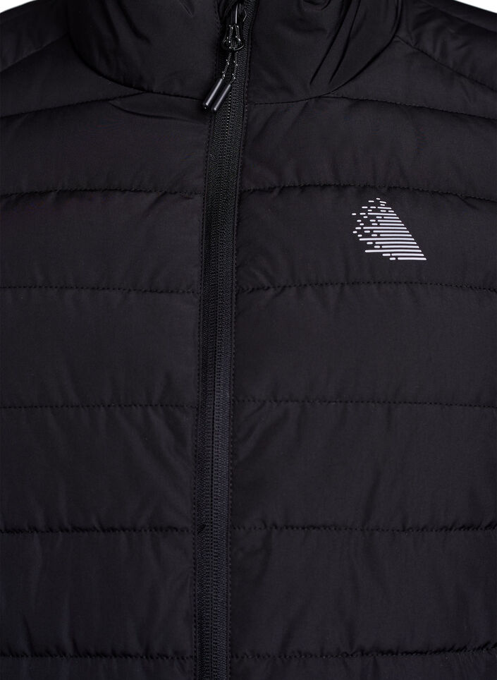 Sporty polstret jakke med høy krage og lommer, Black, Packshot