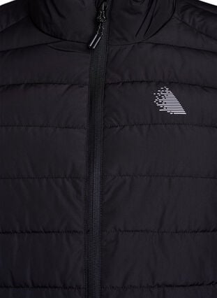 Zizzi Sporty polstret jakke med høy krage og lommer, Black, Packshot image number 2