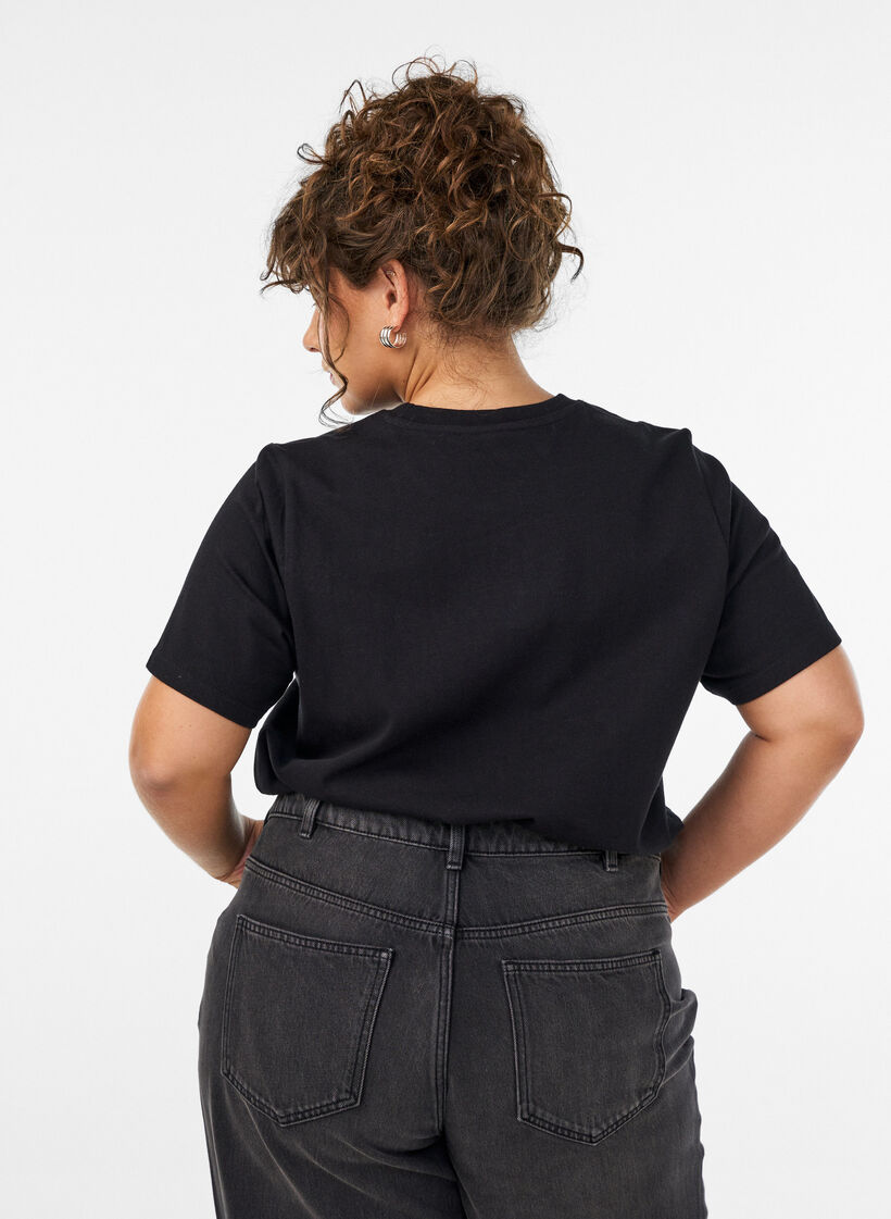 T-skjorte i bomull med teksttrykk, Svart, Model image number 2