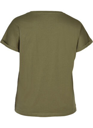 Kortermet T-skjorte med mønster i bomull, Ivy green w. Love, Packshot image number 1