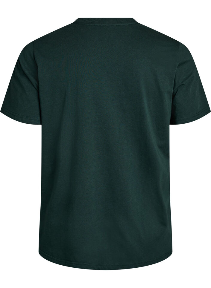 Basic T-skjorte i bomull med rund hals, Grønn, Packshot image number 1