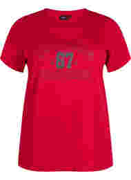 T-skjorte i bomull med trykk foran, Tango Red LOS 