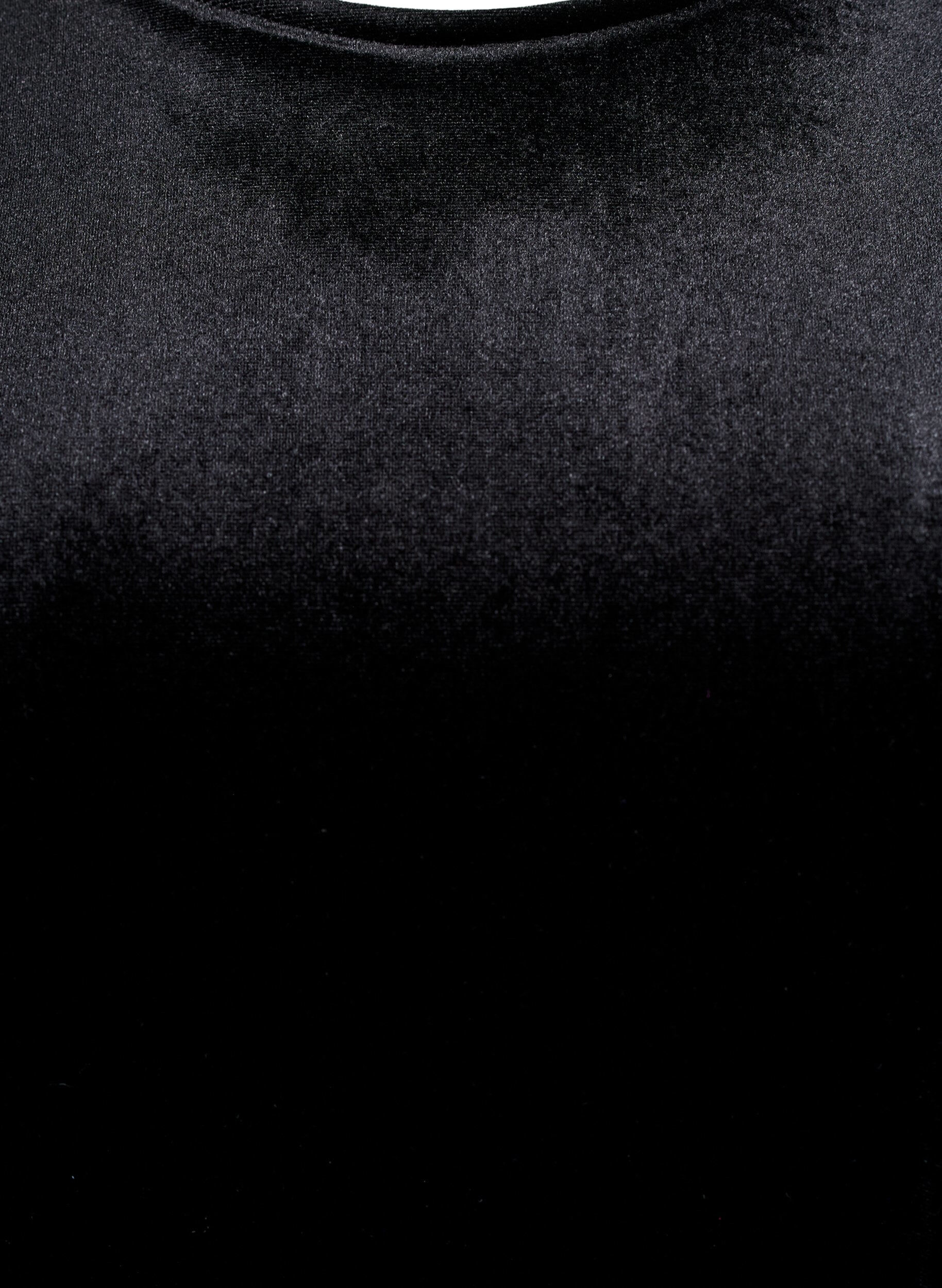 Zizzi Kortermet velour topp, Svart, Packshot image number 2