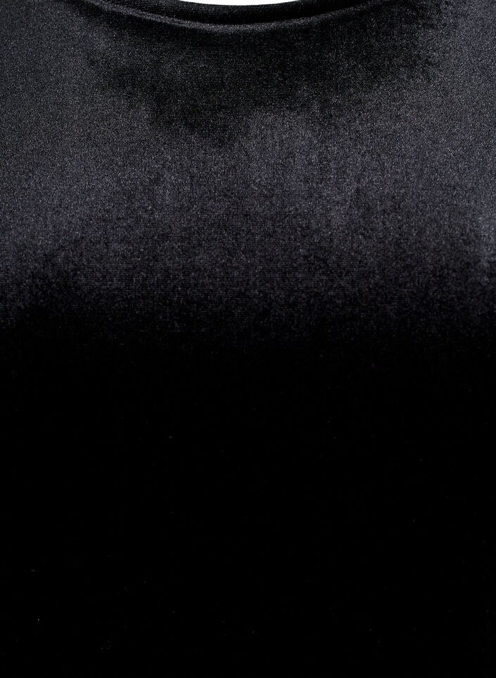 Kortermet velour topp, Svart, Packshot image number 2