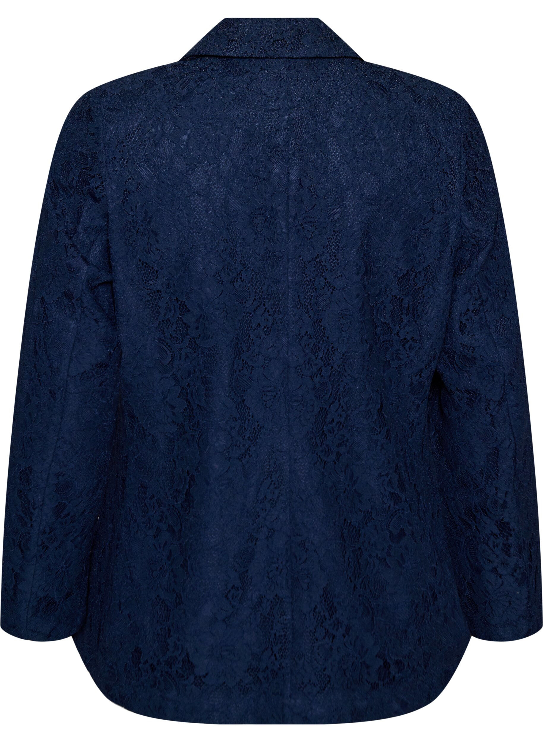 Zizzi Blondeblazer med knappelukking, Bl&aring;, Packshot image number 1