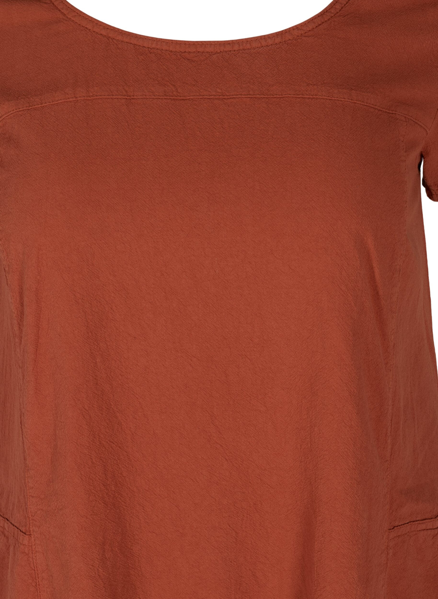 Zizzi Kortermet kjole i bomull, Orange, Packshot image number 2