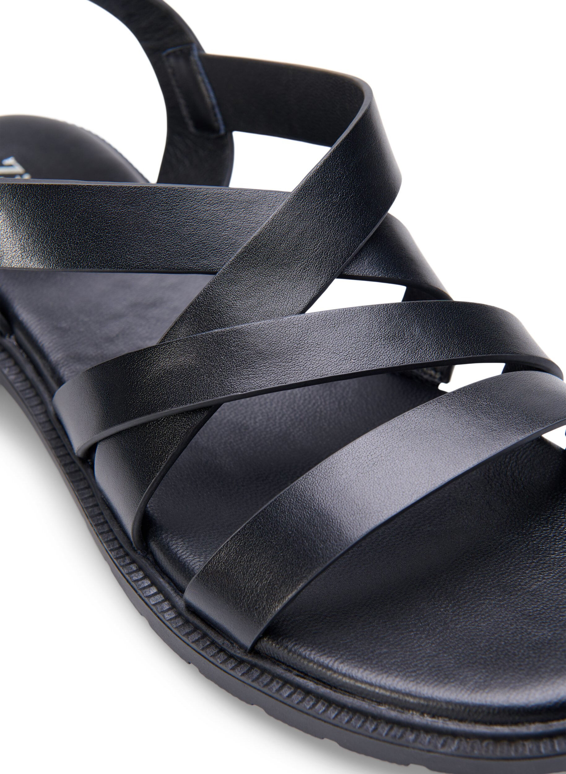 Zizzi Sommersandal i skinn med bred passform, Black, Packshot image number 3