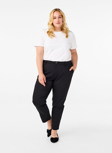 Zizzi Bukser med høy midje og rette ben, Svart, Model image number 0